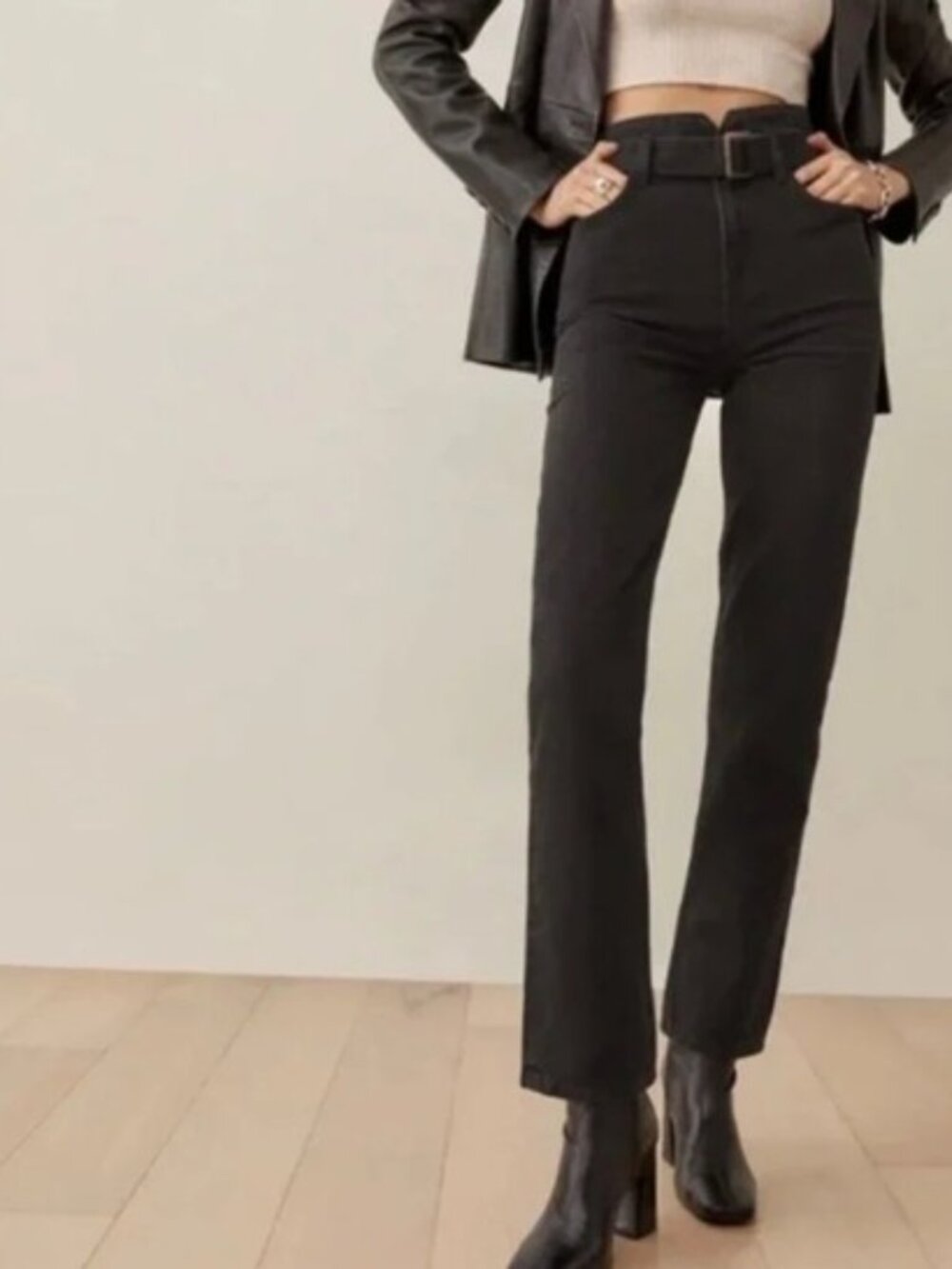REFORMATION ~ Cynthia High Rise Belted Jeans (No Belt) ~ 29 Black